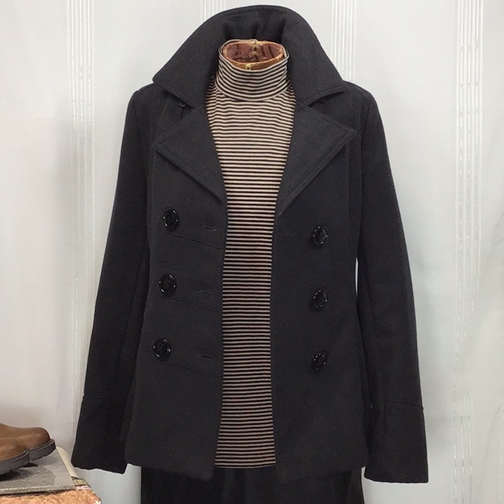 American Rag Charcoal Soft Short Peacoat Jacket Pockets Sz Small - Picture 13 of 13